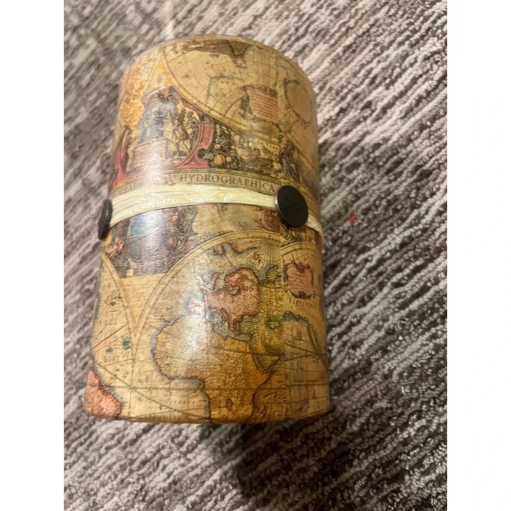 Bombay Old World Map Pillar Candle Unscented Vintage Style 4x6 Large Globe Print